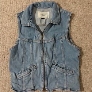 American Eagle Outfitters Light Blue Denim Vest